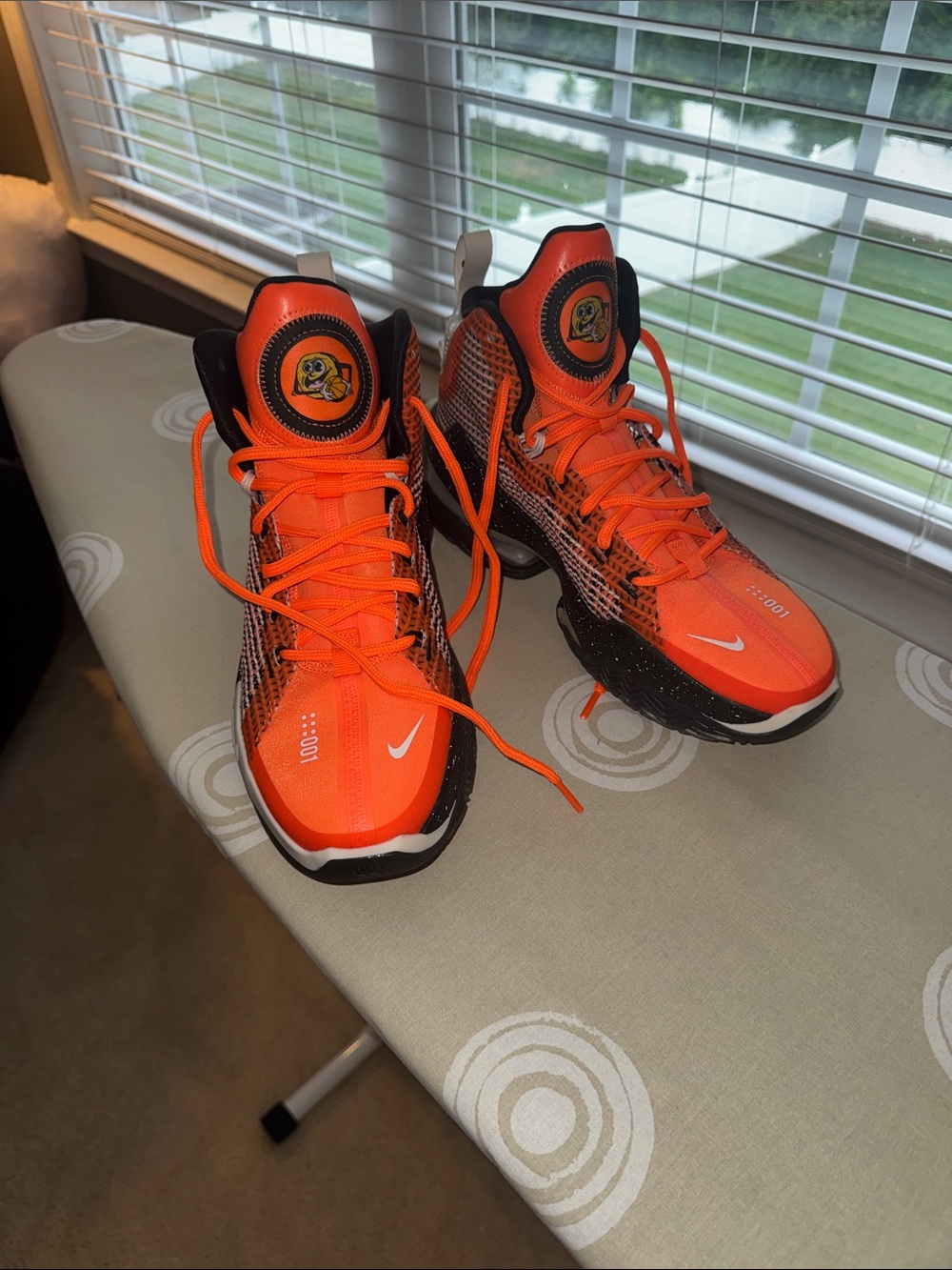Nike Mens Bright Orange and Black High-Top Sneakers